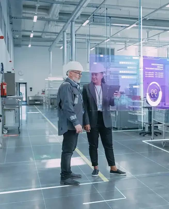 i-GlooAdvance team reviewing operations inside a production facility